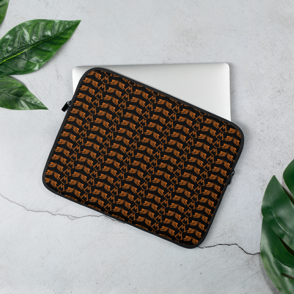 Black Laptop Sleeve With Duplicated Orange MM Iconic Logo