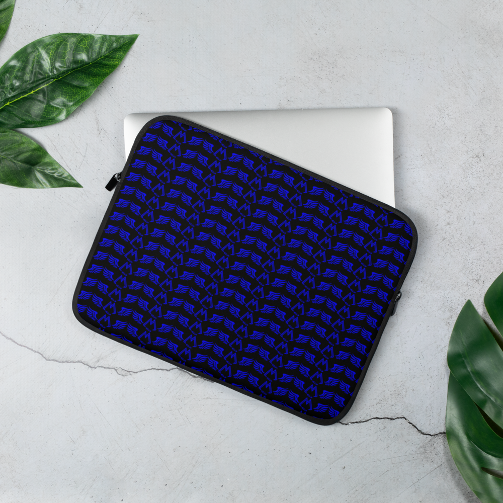 Black Laptop Sleeve With Duplicated Blue MM Iconic Logo