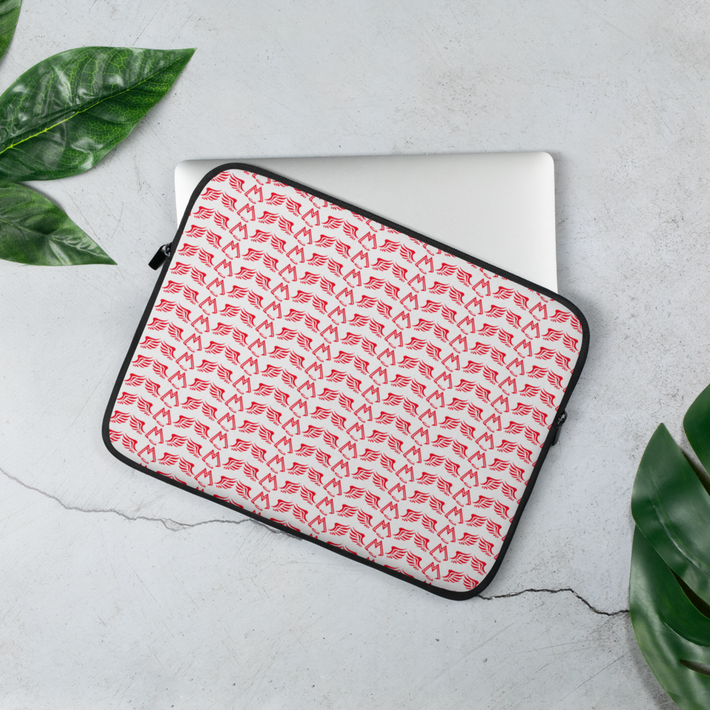 White Laptop Sleeve With Duplicated Red MM Iconic Logo