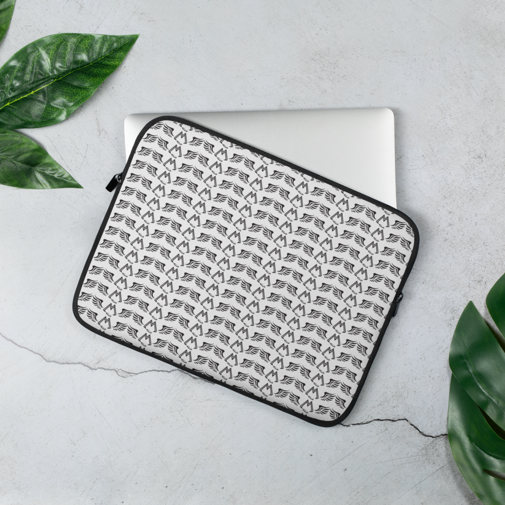 White Laptop Sleeve With Duplicated Black MM Iconic Logo