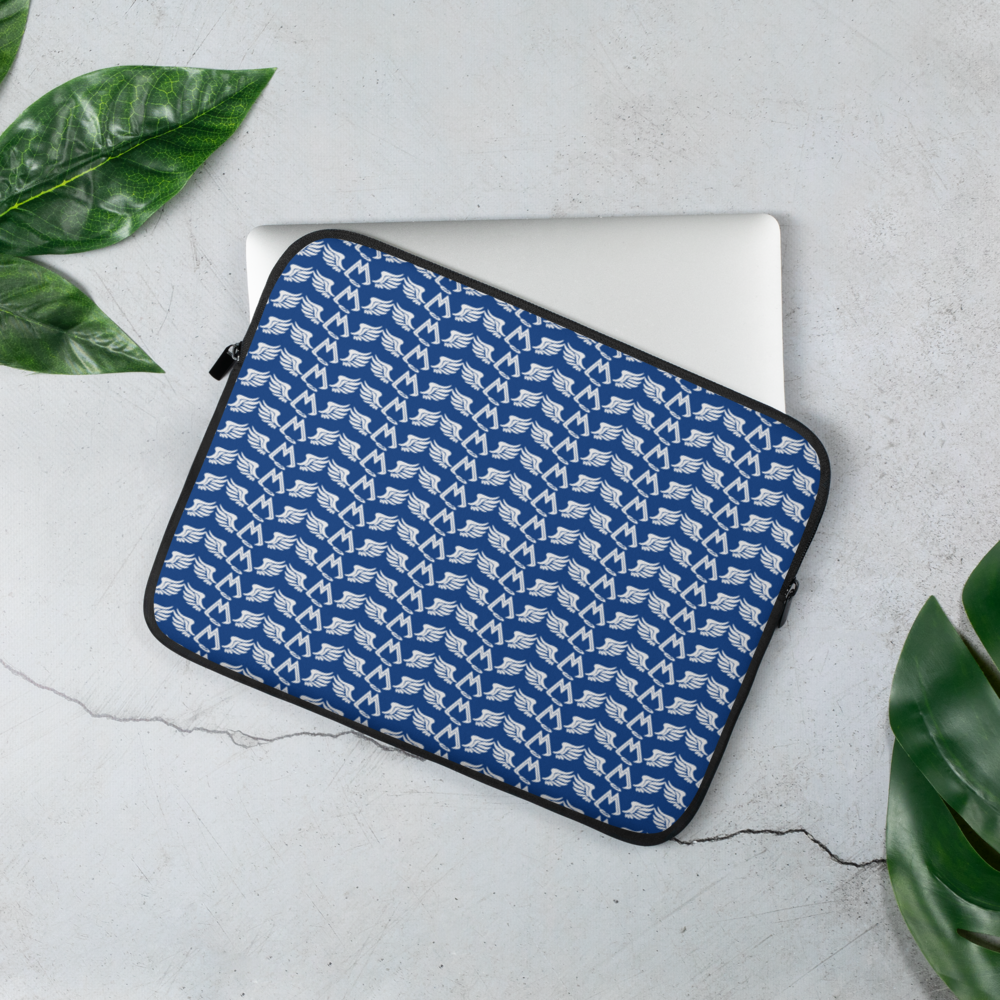 Blue Laptop Sleeve With Duplicated White MM Iconic Logo