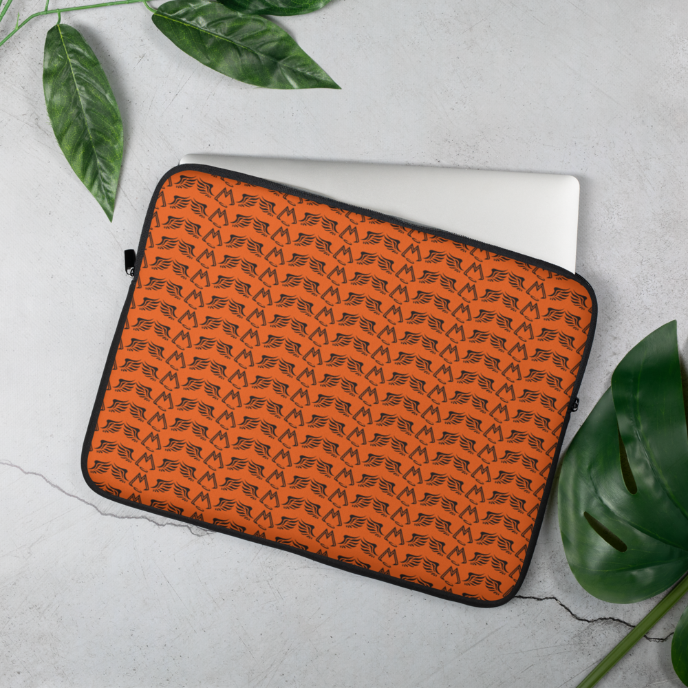 Orange Laptop Sleeve With Duplicated Black MM Iconic Logo