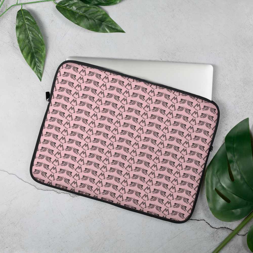 Pink Laptop Sleeve With Duplicated Black MM Iconic Logo