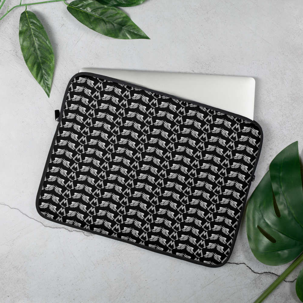 Black Laptop Sleeve With Duplicated White MM Iconic Logo