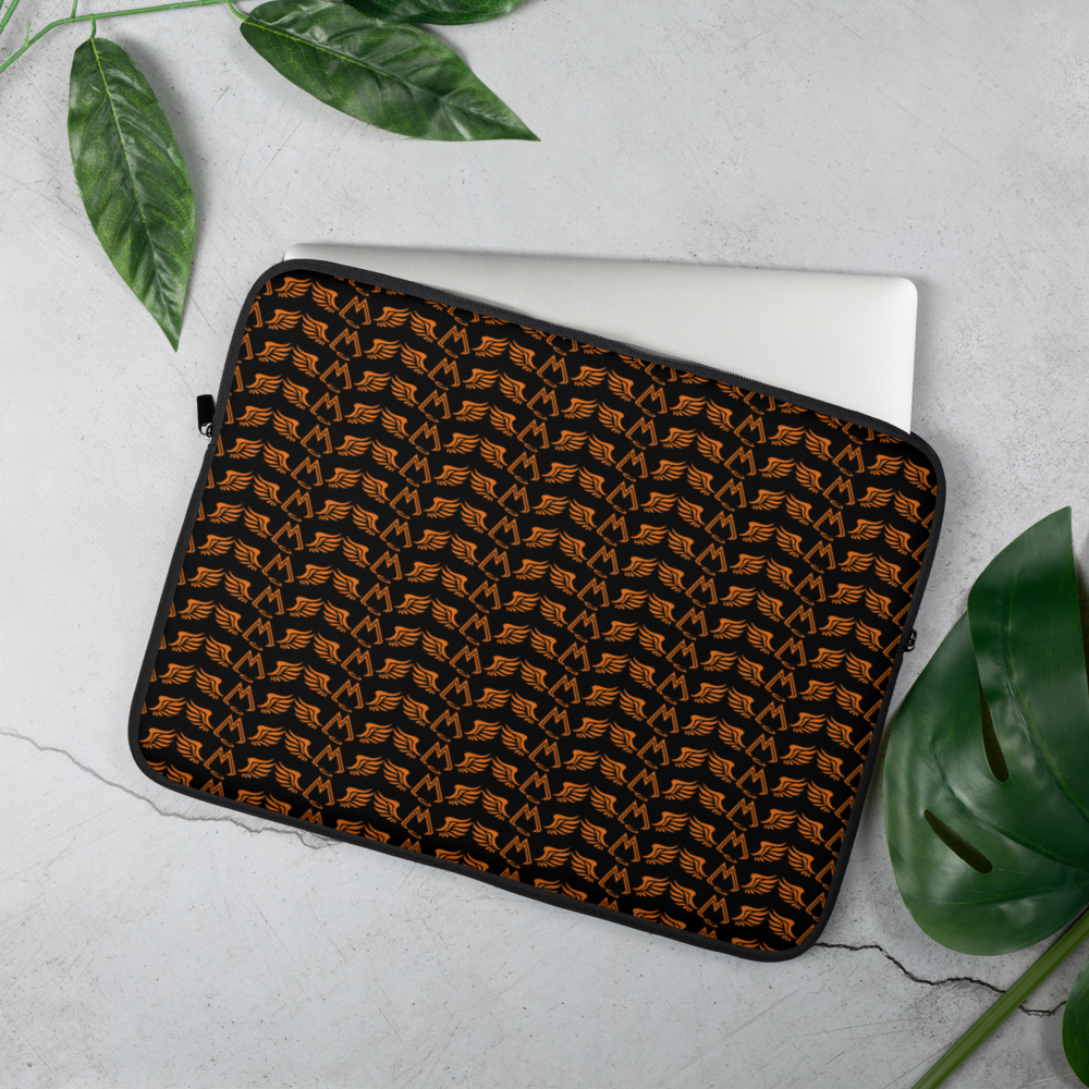 Black Laptop Sleeve With Duplicated Orange MM Iconic Logo