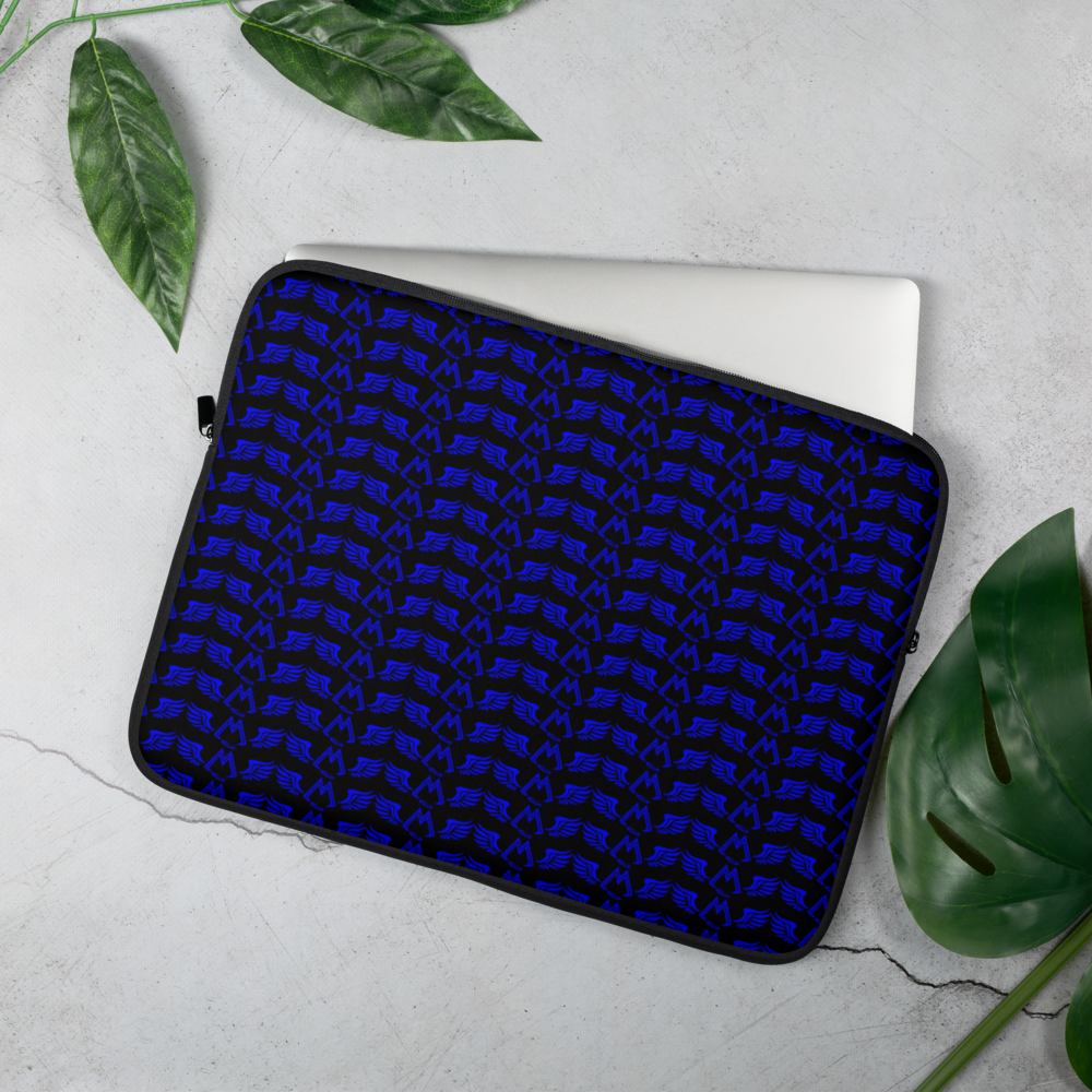 Black Laptop Sleeve With Duplicated Blue MM Iconic Logo