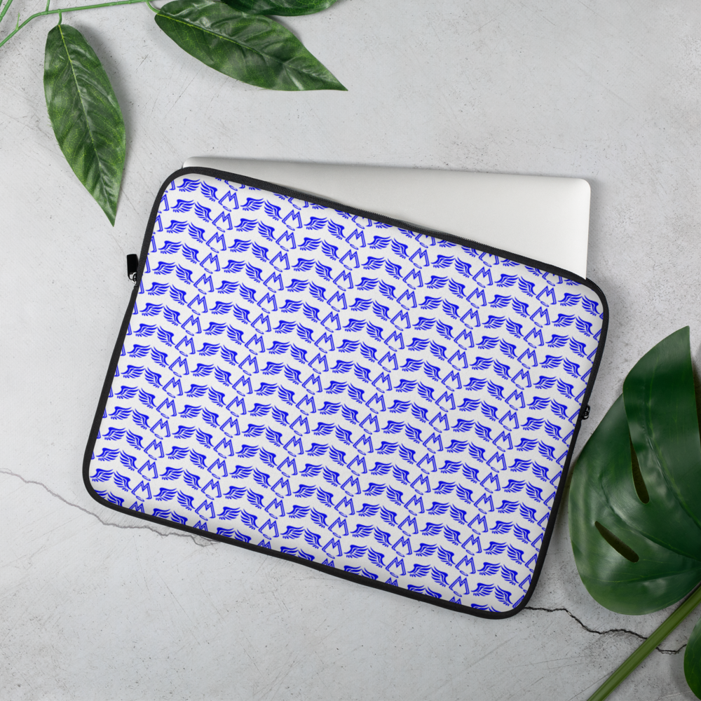White Laptop Sleeve With Duplicated Blue MM Iconic Logo