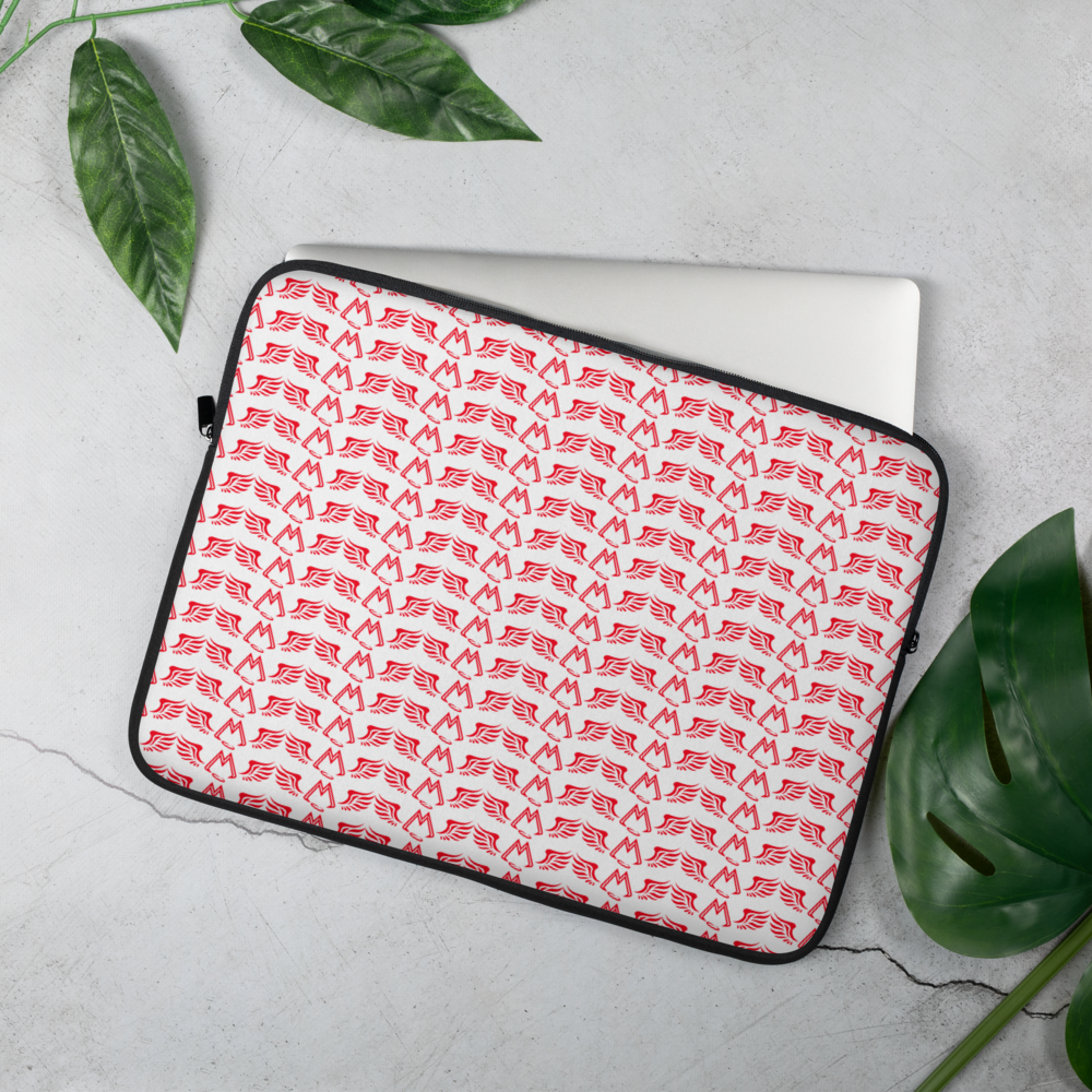 White Laptop Sleeve With Duplicated Red MM Iconic Logo