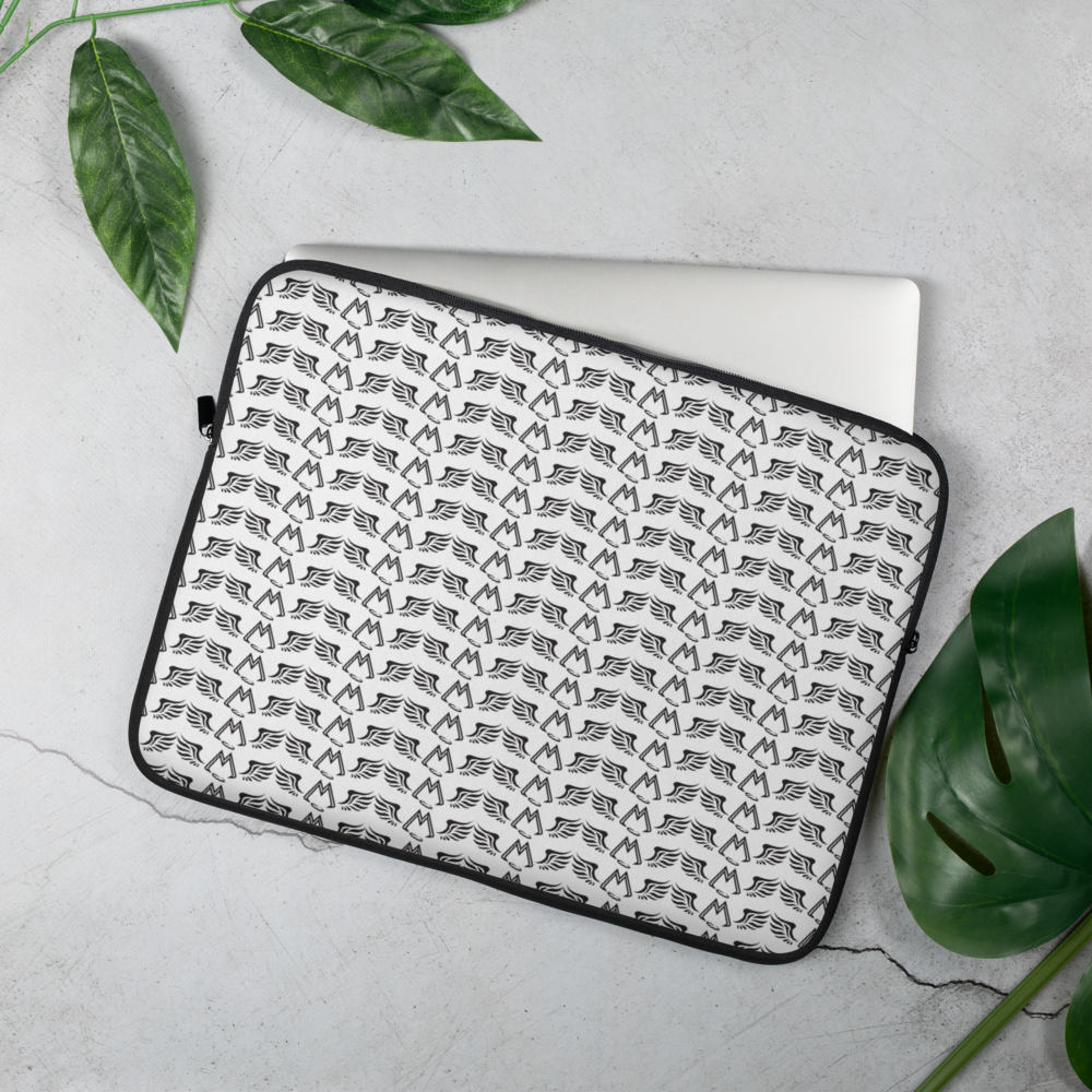 White Laptop Sleeve With Duplicated Black MM Iconic Logo