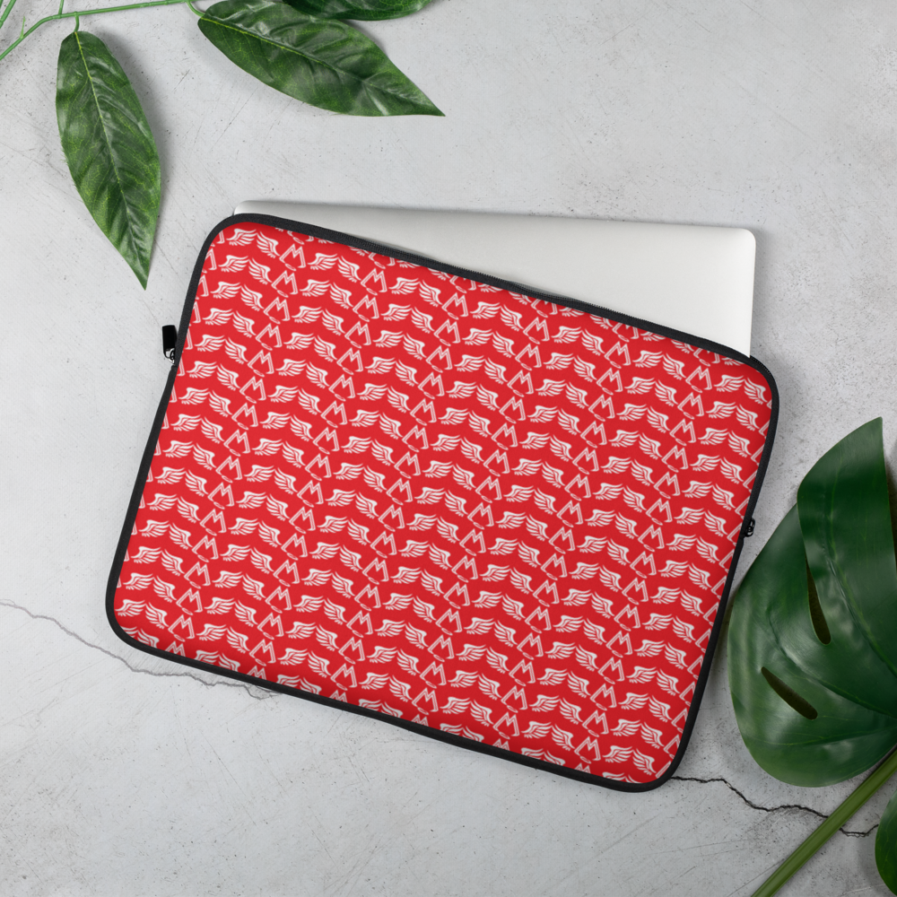 Red Laptop Sleeve With Duplicated White MM Iconic Logo