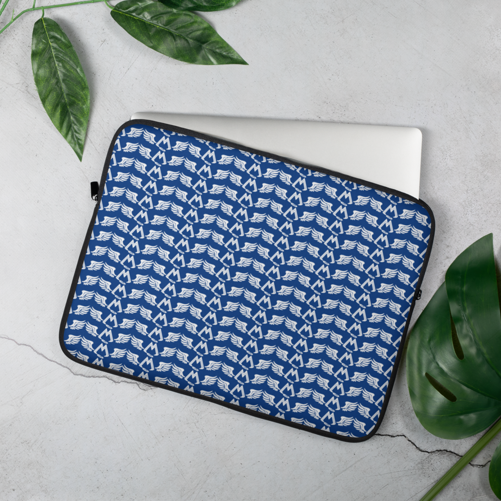 Blue Laptop Sleeve With Duplicated White MM Iconic Logo