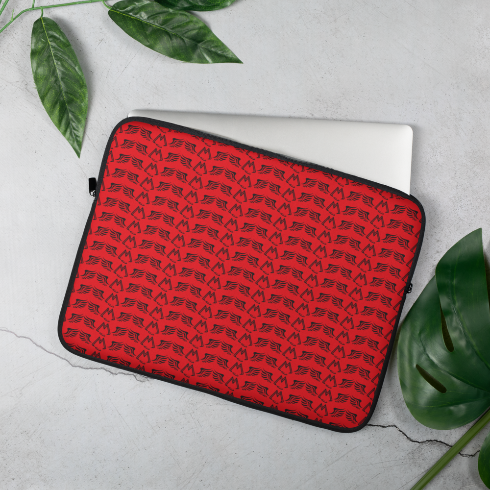 Red Laptop Sleeve With Duplicated Black MM Iconic Logo