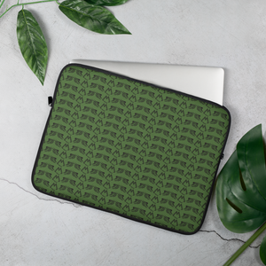 Army Green Laptop Sleeve With Duplicated Black MM Iconic Logo