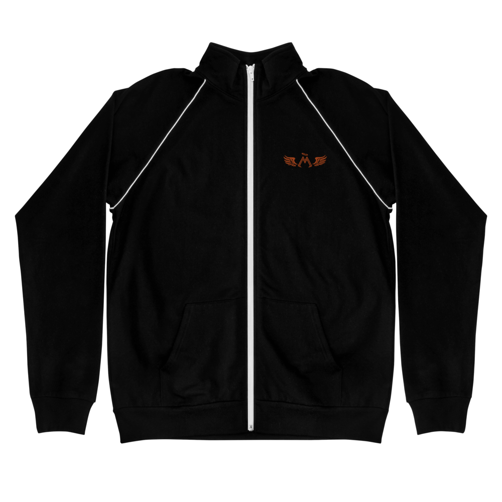 Black Piped Fleece Jacket With Embroidered Orange MM Iconic Logo