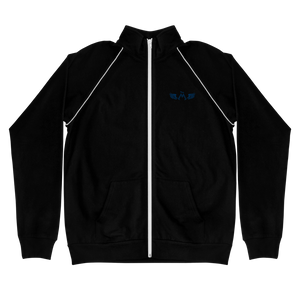 Black Piped Fleece Jacket With Embroidered Blue MM Iconic Logo