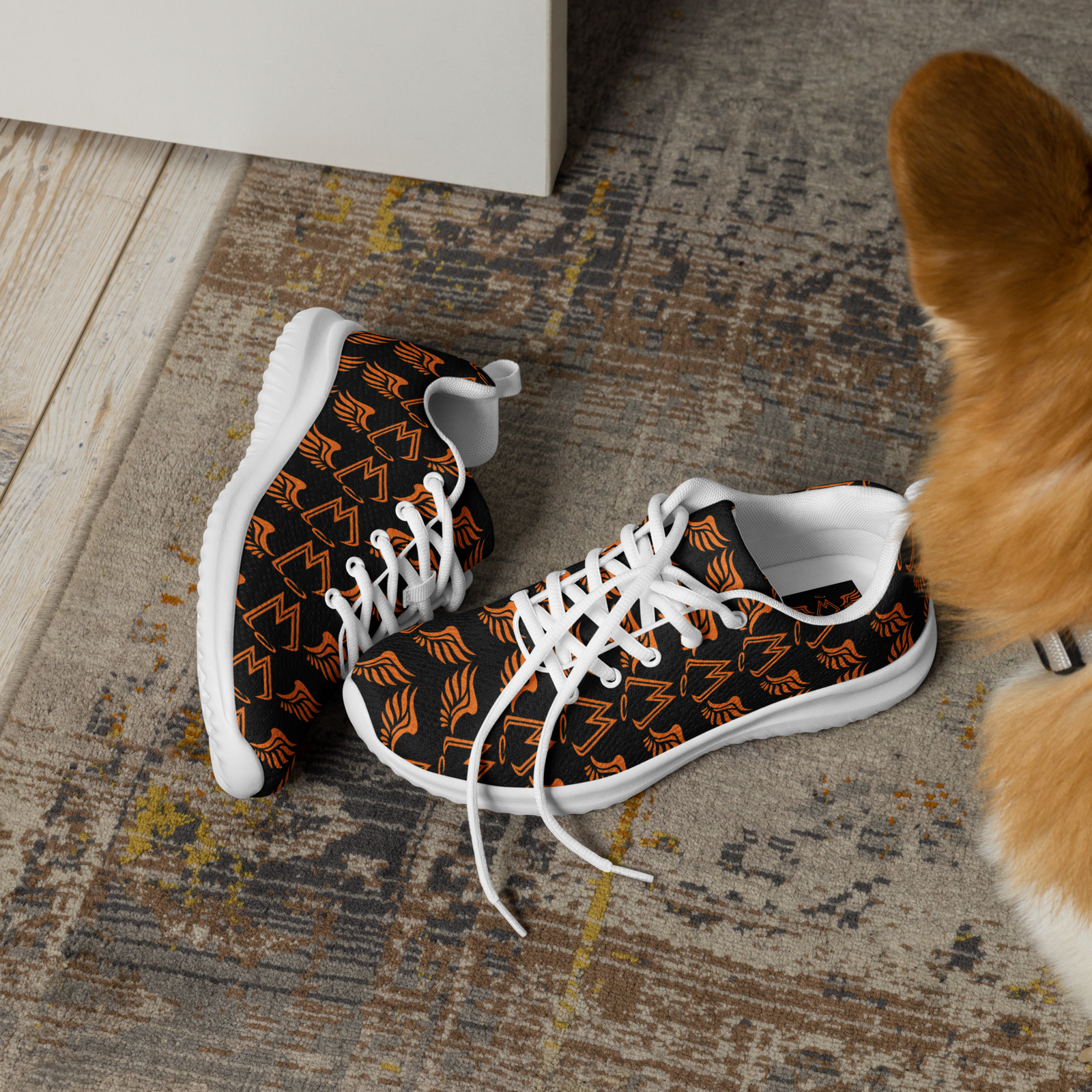 Black Athletic Shoes With Duplicated Orange MM Iconic Logo