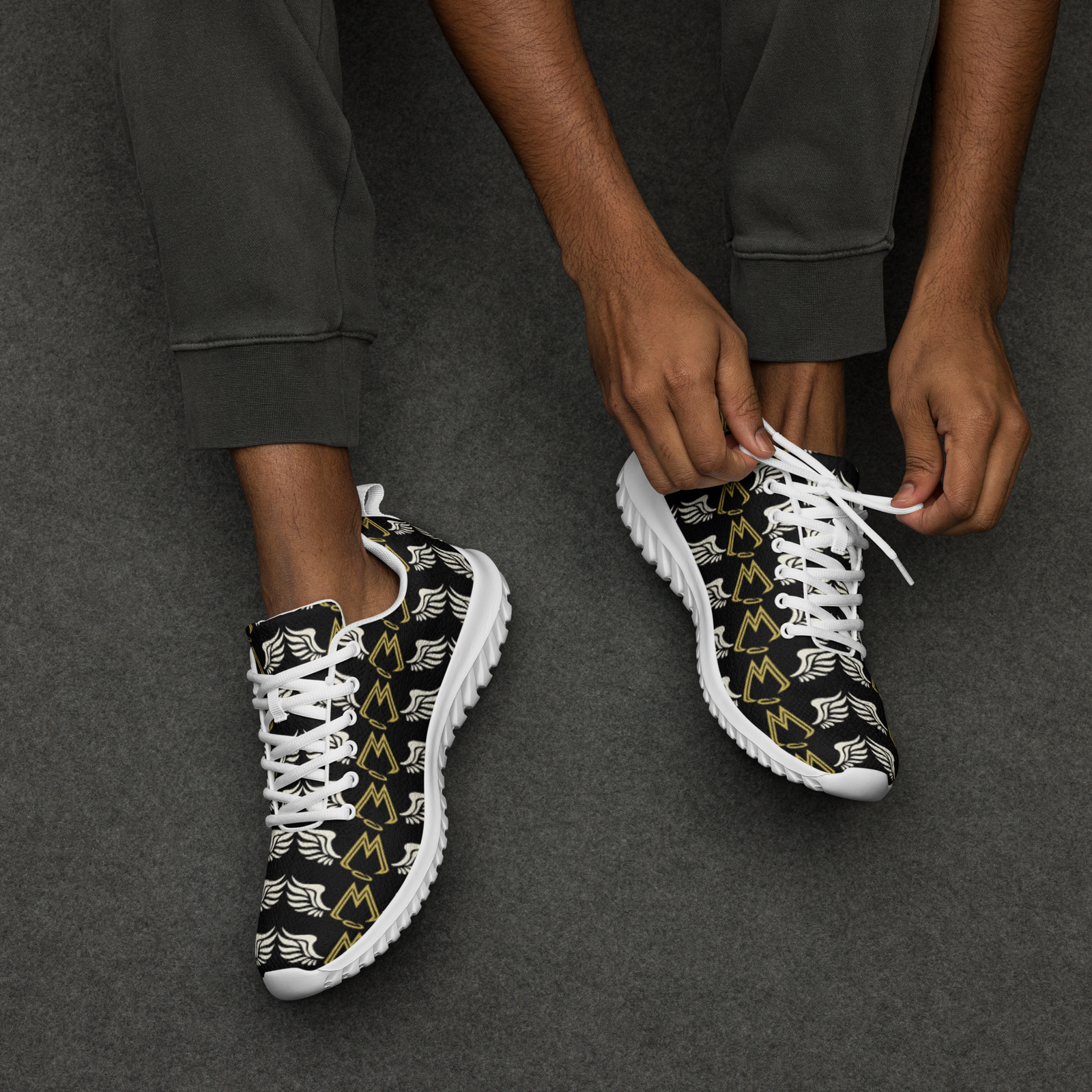 Black Athletic Shoes With Duplicated Classic MM Iconic Logo