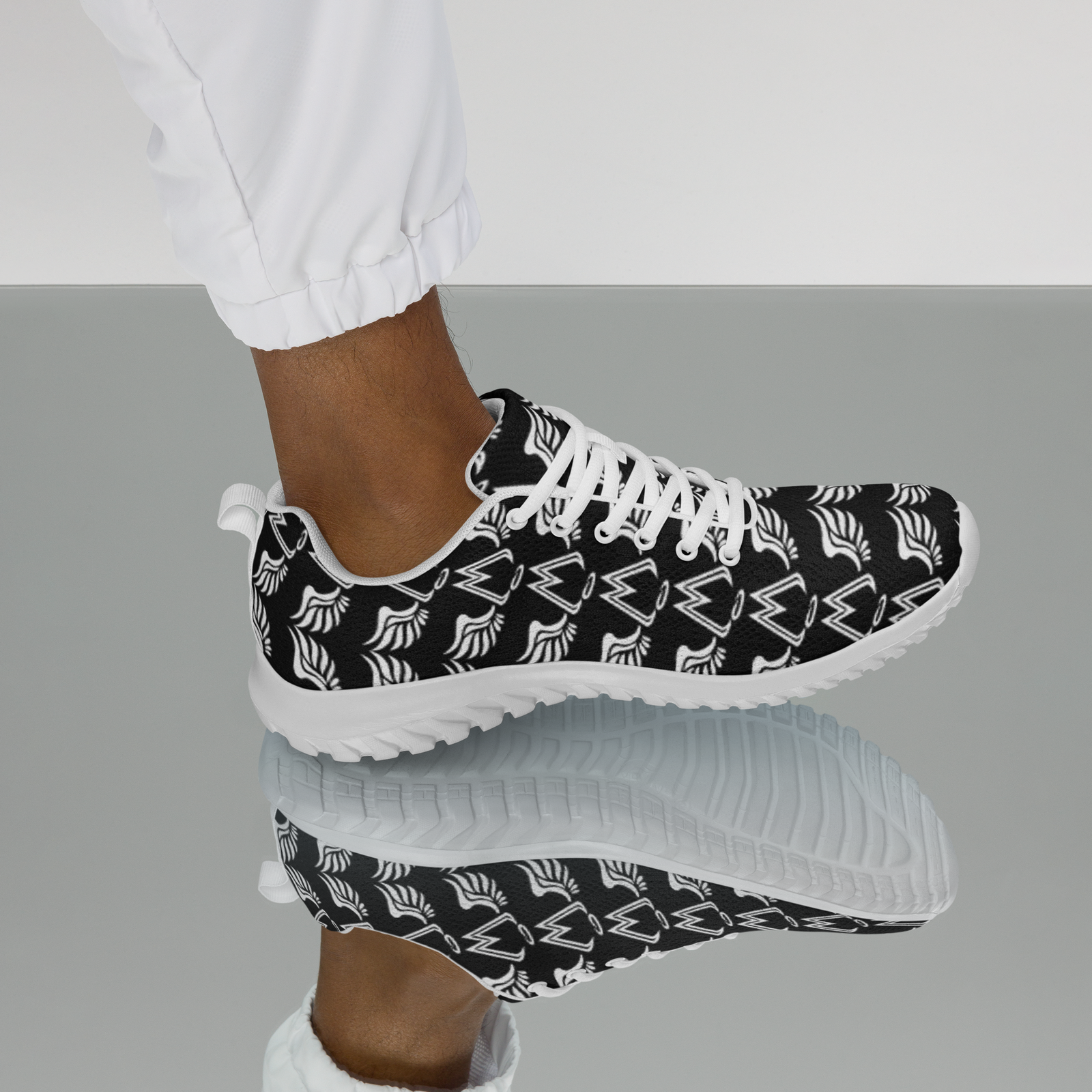Black Athletic Shoes With Duplicated White MM Iconic Logo