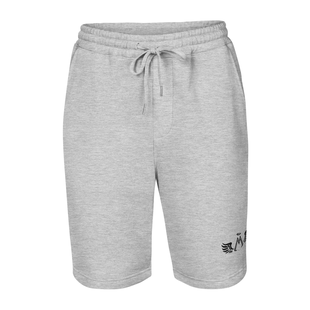Heather Grey Fleece Shorts With Embroidered Black MM Iconic Logo
