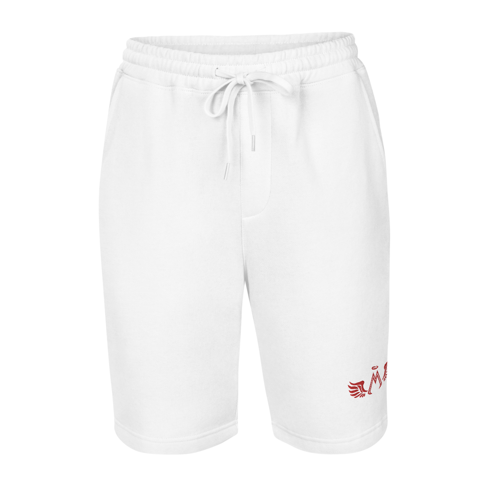 White Fleece Shorts With Embroidered Red MM Iconic Logo