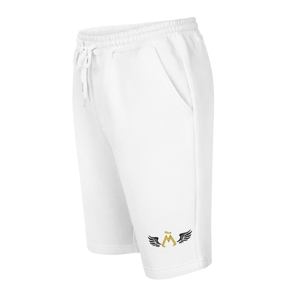 White Fleece Shorts With Embroidered Gold-Black MM Iconic Logo