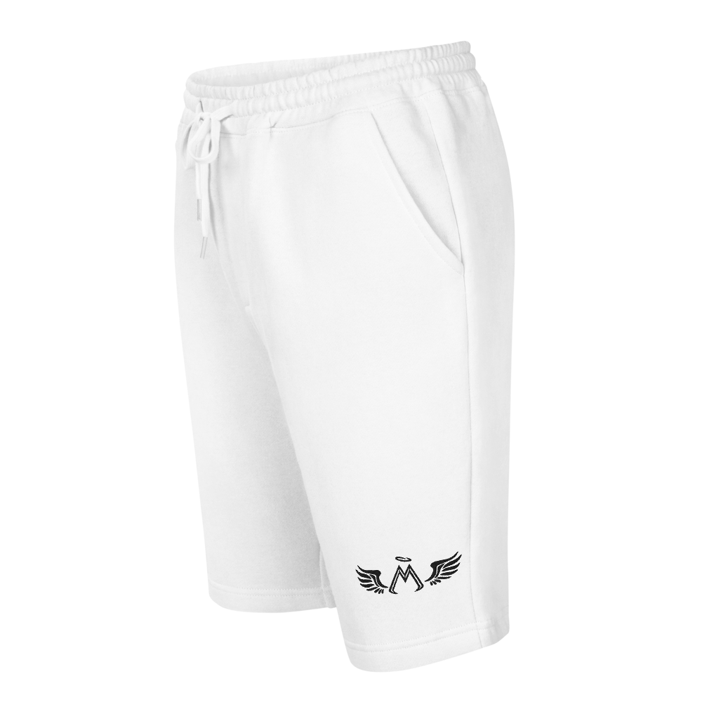 White Fleece Shorts With Embroidered Black MM Iconic Logo
