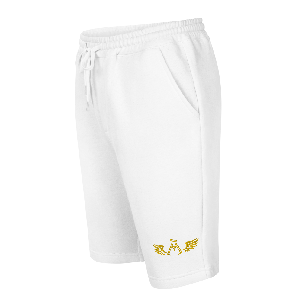 White Fleece Shorts With Embroidered Gold MM Iconic Logo