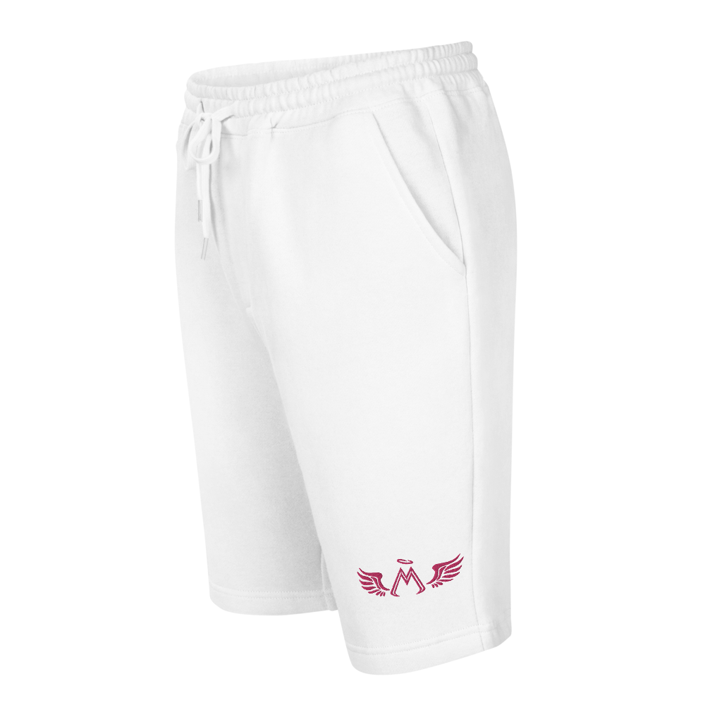 White Fleece Shorts With Embroidered Pink MM Iconic Logo