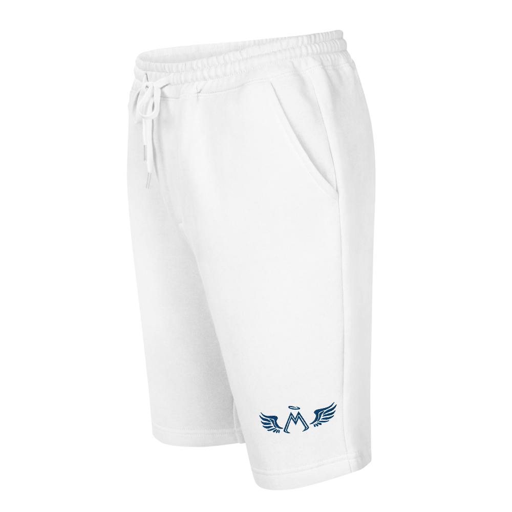 White Fleece Shorts With Embroidered Blue MM Iconic Logo