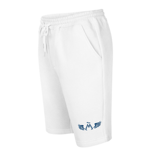 White Fleece Shorts With Embroidered Blue MM Iconic Logo