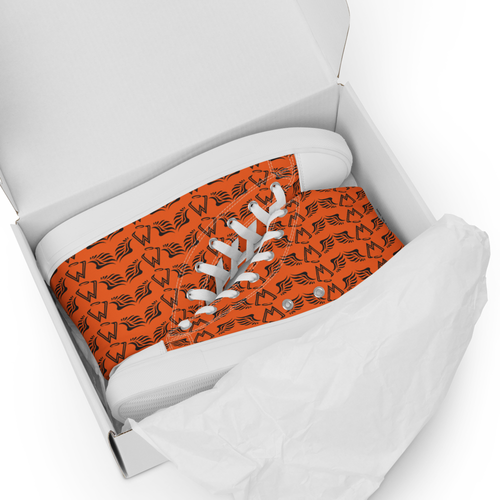 Orange High Top Canvas Shoes With Duplicated Black MM Iconic Logo