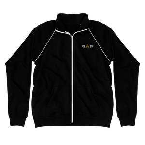 Black Piped Fleece Jacket With Embroidered Classic MM Iconic Logo