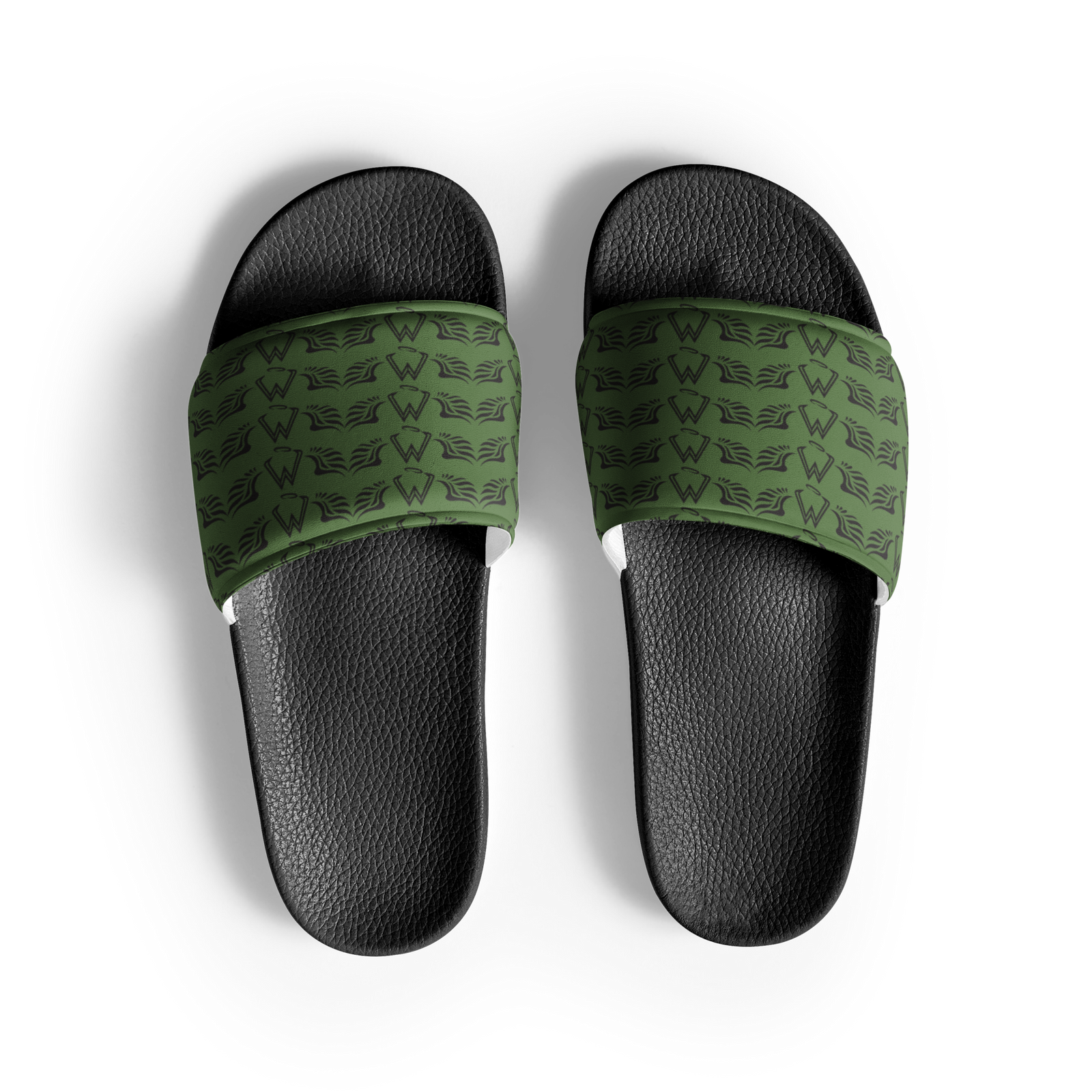 Army Green Slides With Duplicated Black MM Iconic Logo