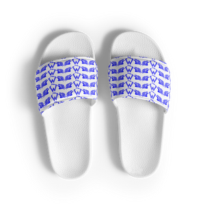 White Slides With Duplicated Blue MM Iconic Logo