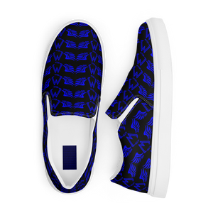 Black Slip-On Canvas Shoes With Duplicated Blue MM Iconic Logo
