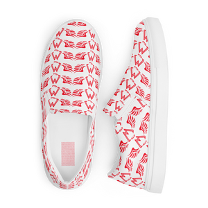 White Slip-On Canvas Shoes With Duplicated Red MM Iconic Logo
