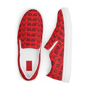 Red Slip-On Canvas Shoes With Duplicated Black MM Iconic Logo