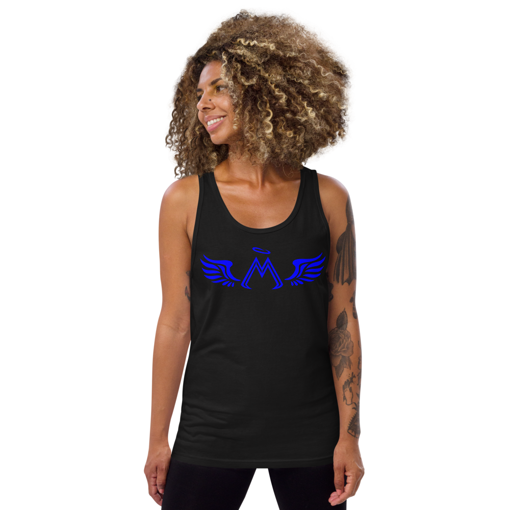 Black Tank Top With Blue MM Iconic Logo