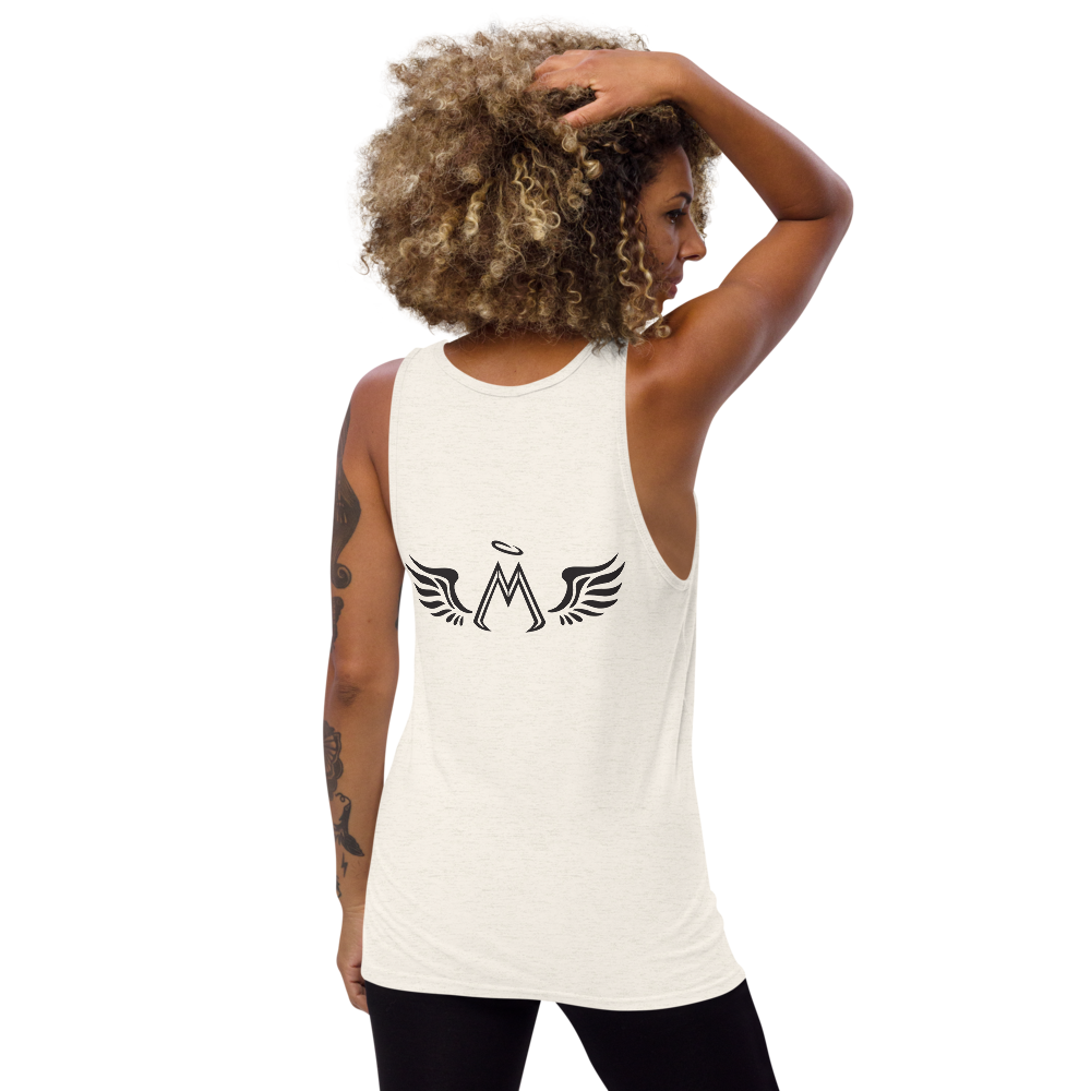 Oatmeal Triblend Tank Top With Black MM Iconic Logo