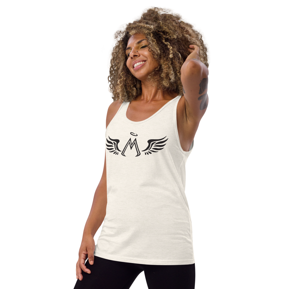 Oatmeal Triblend Tank Top With Black MM Iconic Logo