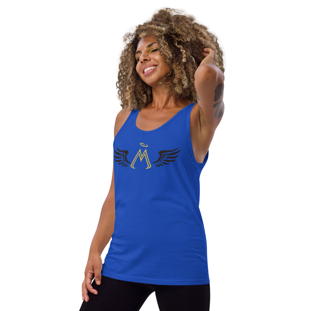 Blue Tank Top With Gold-Black MM Iconic Logo