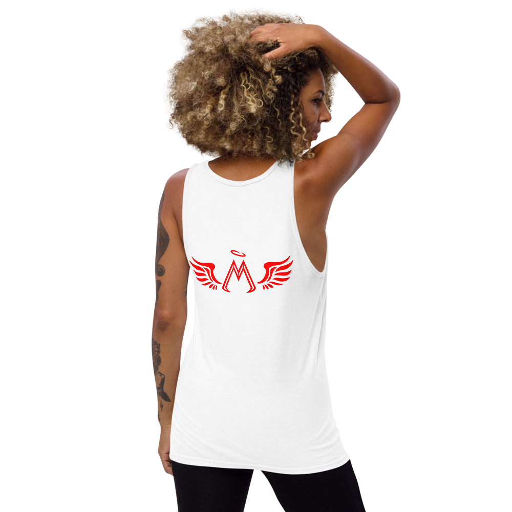 White Tank Top With Red MM Iconic Logo
