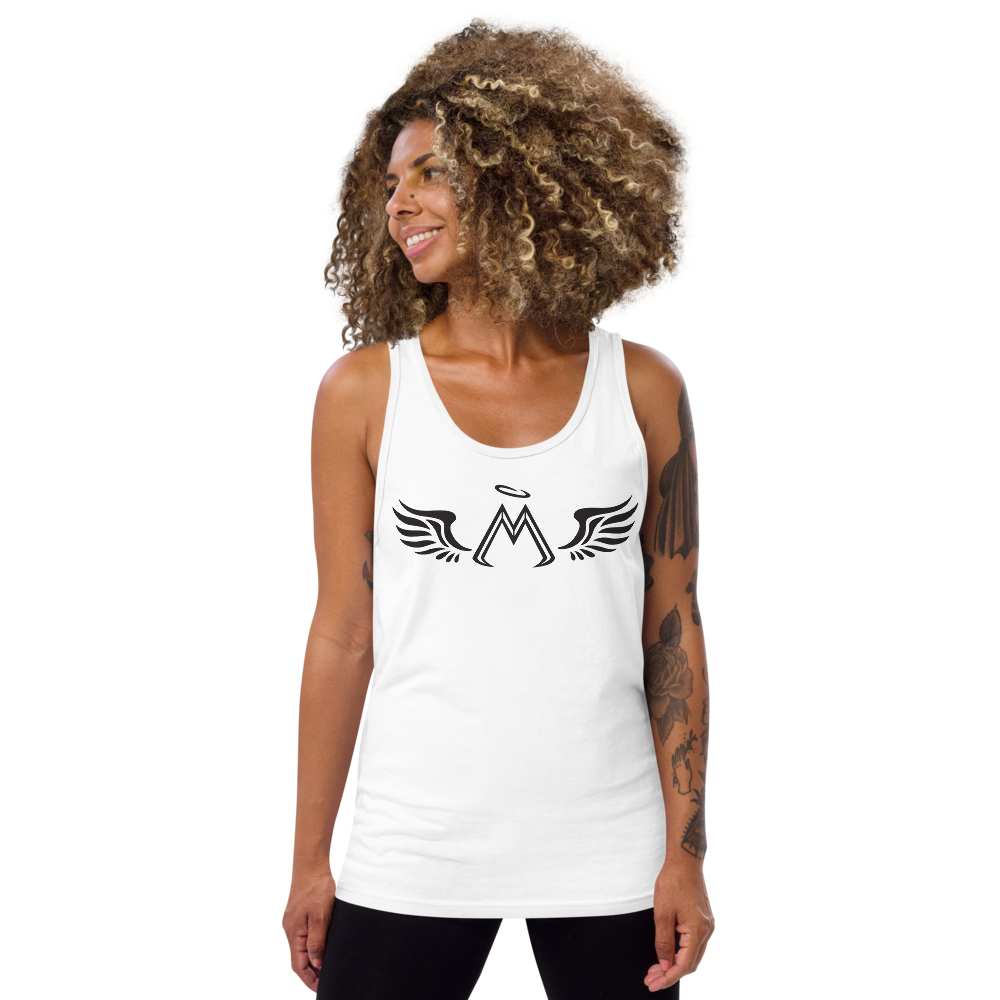 White Tank Top With Black MM Iconic Logo