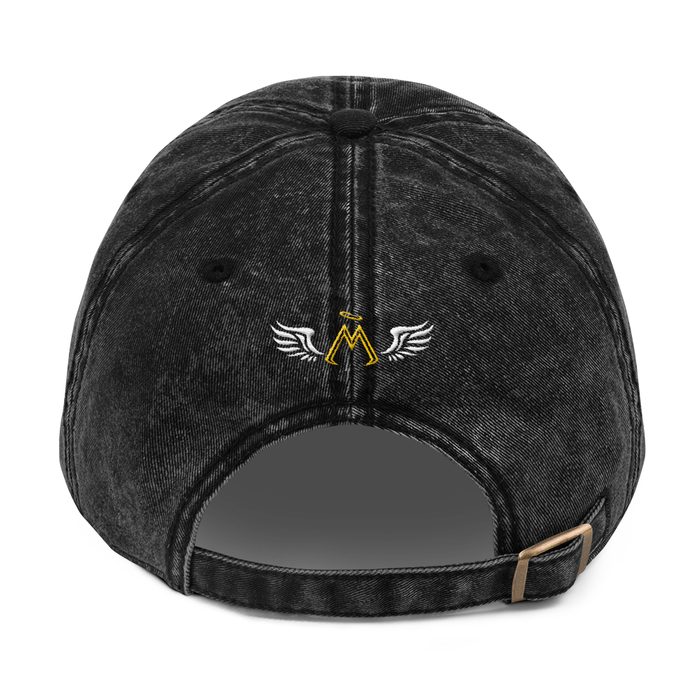 Black Vintage Cotton Dad Hat With Embroidered Classic MM Iconic Logo
