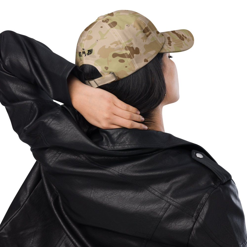 Army Camo Dad Hat With Embroidered Black MM Iconic Logo