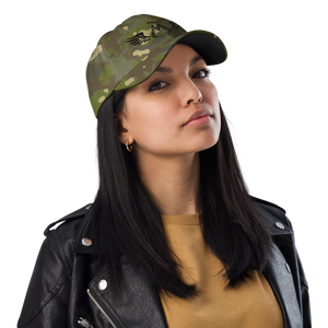 Army Green Camo Dad Hat With Embroidered Black MM Iconic Logo