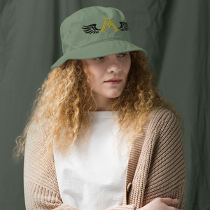 Army Green Organic Bucket Hat With Embroidered Gold-Black MM Iconic Logo