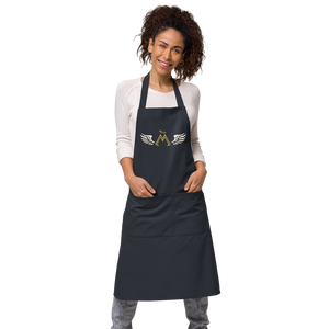 Navy Blue Organic Cotton Apron With Classic MM Iconic Logo