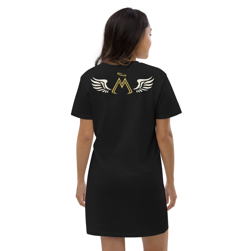 Black Organic Cotton T-Shirt Dress With Classic MM Iconic Logo