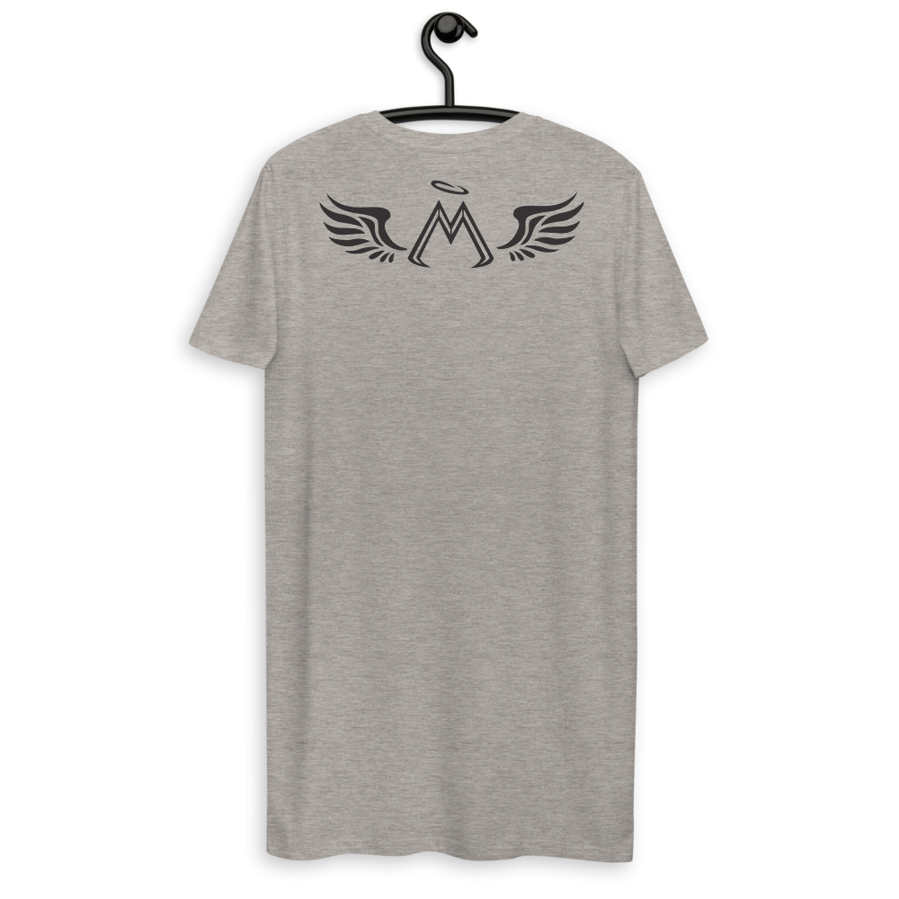 Heather Grey Organic Cotton T-Shirt Dress With Black MM Iconic Logo